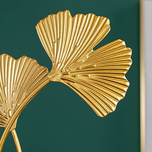 Sculpture Złoty Kutę Żelazo Ginkgo Liście Statua Metal Home Decor Ozdoby Dekoracje Desktop Roślin Akcesoria Rzemiosło Statue