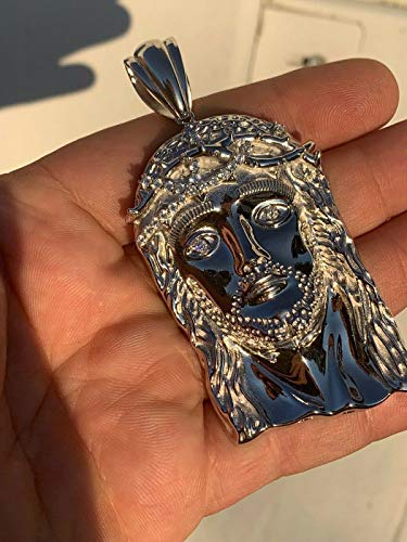HarlemBling Solid 925 Sterling Silver Iced Jesus Piece Pendant - Men's - Great For Any Chain!4