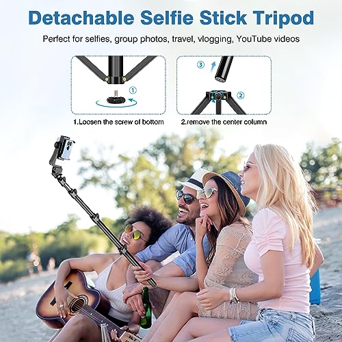 Image of 70 inch Phone Tripod with Remote & Holder, Portable Cell Phone Stand, Selfie Stick for Video Recording, Compatible with iPhone 14 /13 Pro Max /Android /Camera