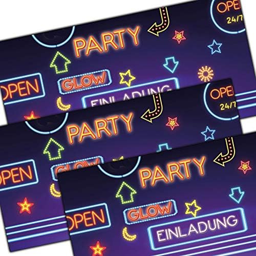 Inbjudningskort neon Glow party svart ljus party födelsedag barn 