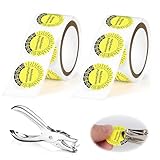 1000 Stück Prüfplaketten 30MM Nächster Prüftermin 1 Plakette Lochzange 2025-2030 Selbstklebend Einzelloch Prüfaufkleber Gelb Tüv Plakette Mehrjahresprüfplaketten Wartungsetiketten für Prüfung