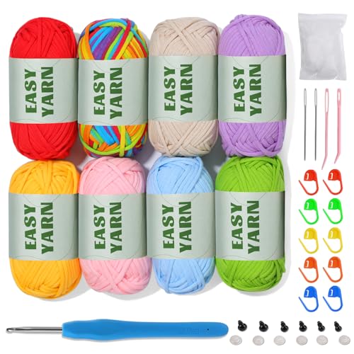 Pelotes de fil épais Riddur lot de 8 de 50g pour le crochet débutant