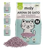 MOLY x4 Arena de Gatos Tofu y Lavanda 11,2 KG 14,8 L | Arena Biodegradable y Aglomerante Alta Absorcion con Aroma de Lavanda y Talco | Control Total de Olores | Sin Polvo | Lecho Mineral Higienico