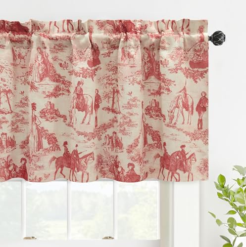 DriftAway Toile Linen Lined Valance Double Layer Thermal Room Darkening