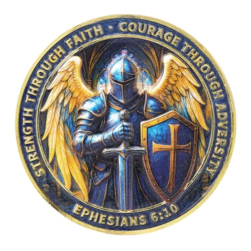 Shield of Faith Knight Challenge Coin – Strength Through Faith Medallion – Inspirational Token of Courage & Honor – Armor of God Ephesians 6:10 Commemorative Keepsake – Gift for Men & Women