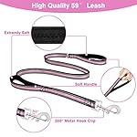 WINSEE Pet Harness Collar and Leash Set, All-in-one Reflective Dog Harness No Pull with Adjustable Buckles for Puppies, Small, Medium, Large, and Extra-Large Dogs (Large, Pink) - Image 4