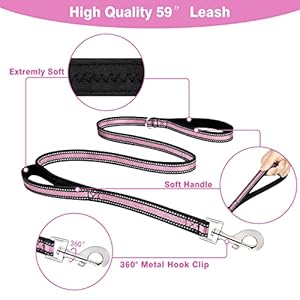 Winsee pet harness collar and leash set all in one reflective dog harness no pull with adjustable buckles for puppies small medium large and extra large dogs large pink   cucciolini doodles