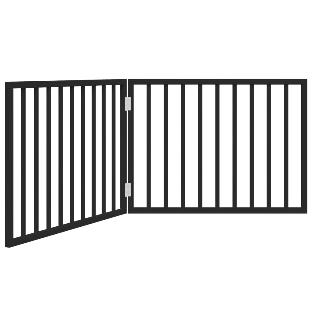 Hundegitter Faltbar 2 Paneele Schwarz 160 cm Pappelholz Indoor