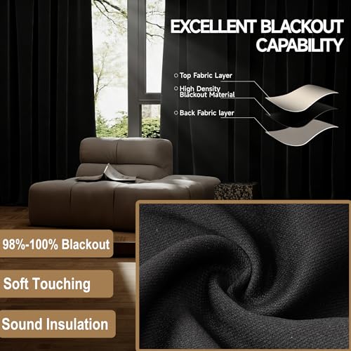 Image of Room Divider Curtains with Ceiling Track, Blackout Curtain for Room Privacy | Soundproof & Complete Black Out,Quick Partition System,Floor to Ceiling Curtains for Bedroom,Office Separation,100''Wx96''L