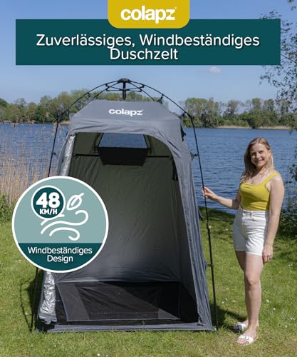 Colapz Camping Duschzelt & Pop-Up Toilettenzelt – Tragbare Outdoor Umkleidekabine, Sichtschutz, Strandzelt & Unterstand – Wasserdicht, Windbeständig, 2,1 m Höhe – Für Dusche & WC im Freien
