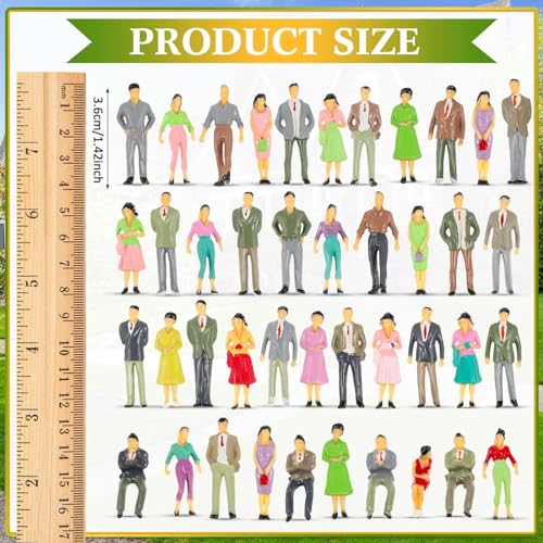 Kasyat 50 Mini Menschen Figuren 1:50 Mini Modellbau Figuren für Modelleisenbahnen Bemalte Menschen Figuren Kleine Menschen aus Kunststoff Spielzeug Sitzende Stehende Menschen (Stilvoller Stil, 50)