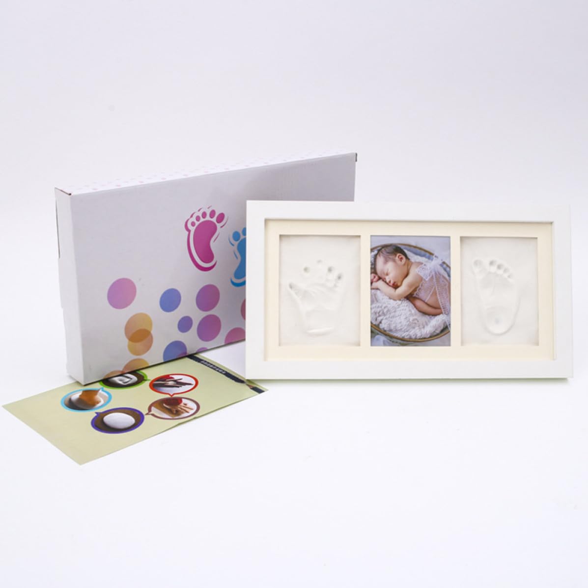 GLEAVI Portafotos Creativo para Niño Huellas y Fotos, Madera de Color Claro