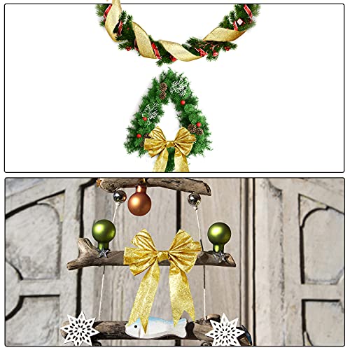 2 Rolls 20 Yards Christmas Ribbon Metallic Glitter Ribbon Wired Edge Decorative Fabric Ribbons For Party Wrapping Home Decorations Wedding Birthday Diy Crafts 2.5 Inch (Gold) #TOP5