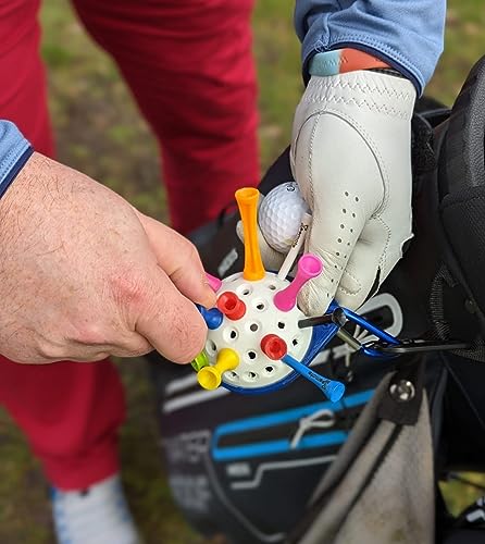 teemate Original Golf Tee Holder w/Clip-On Carabiner, Ideal for Wooden Tees/Bamboo Tees/Plastic Tees, Golf Bag Organiser Clip - Image 4
