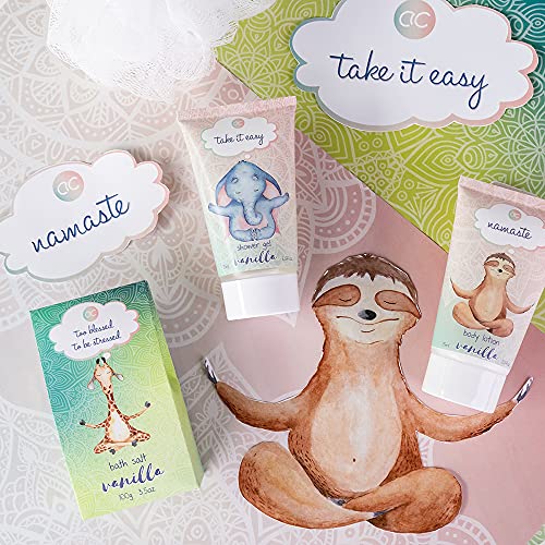 Accentra - Anti-Stress Bade- & Duschset mit Vanilleduft - Geschenk Set zur Entspannung für Frauen zum Geburtstag oder Weihnachten - 5-Teiliges Wellness Geschenk- & Pflegeset mit Mini Deko-Badewanne