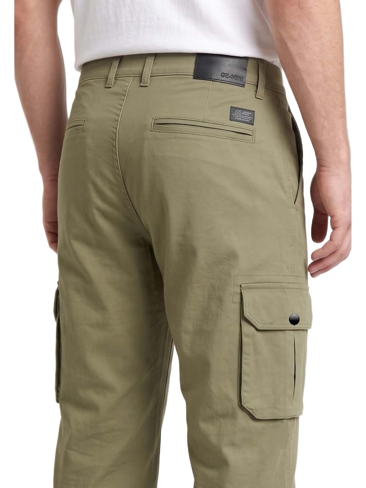 Men's Cargo Pant Khaki Mid-Rise Cotton Straight Fit with Multi-Pocket Design-image-32