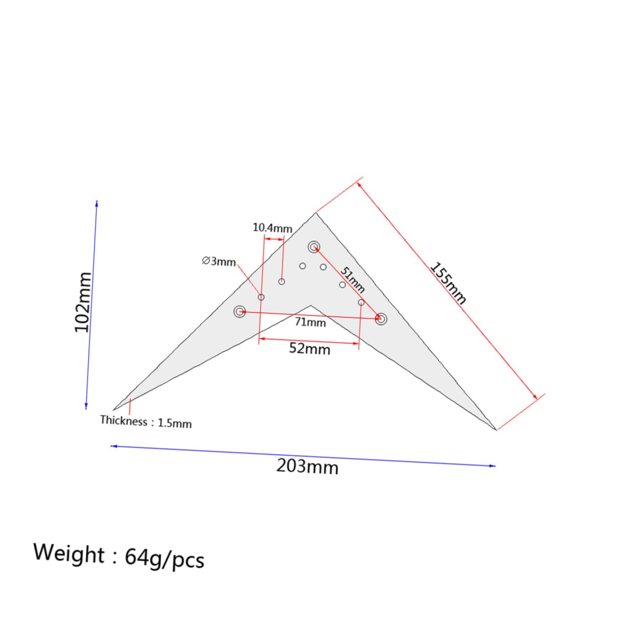 Wakauto Tailpiece for Archtop Guitar Metal V-shaped Iron Plate Easy Install 10.4mm String Spacing 6-string Guitar Accessory