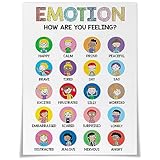 SELF FIND Feelings Chart Wall Art, Emotions Chart Kids Classroom Posters Growth Mindset Canvas Prints Therapy Office Motivational Décor Calming Corner School Decor 12x16inch Unframed