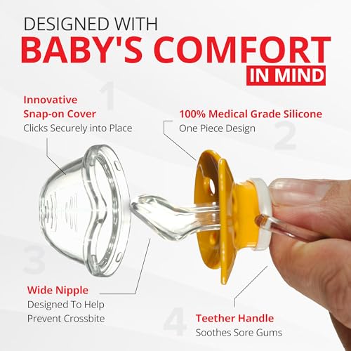 Playtex Baby Binky Orthodontic Pacifier with Air Comfort Shield, Medical Grade Silicone, Orange & Green, 2 Count - Image 3