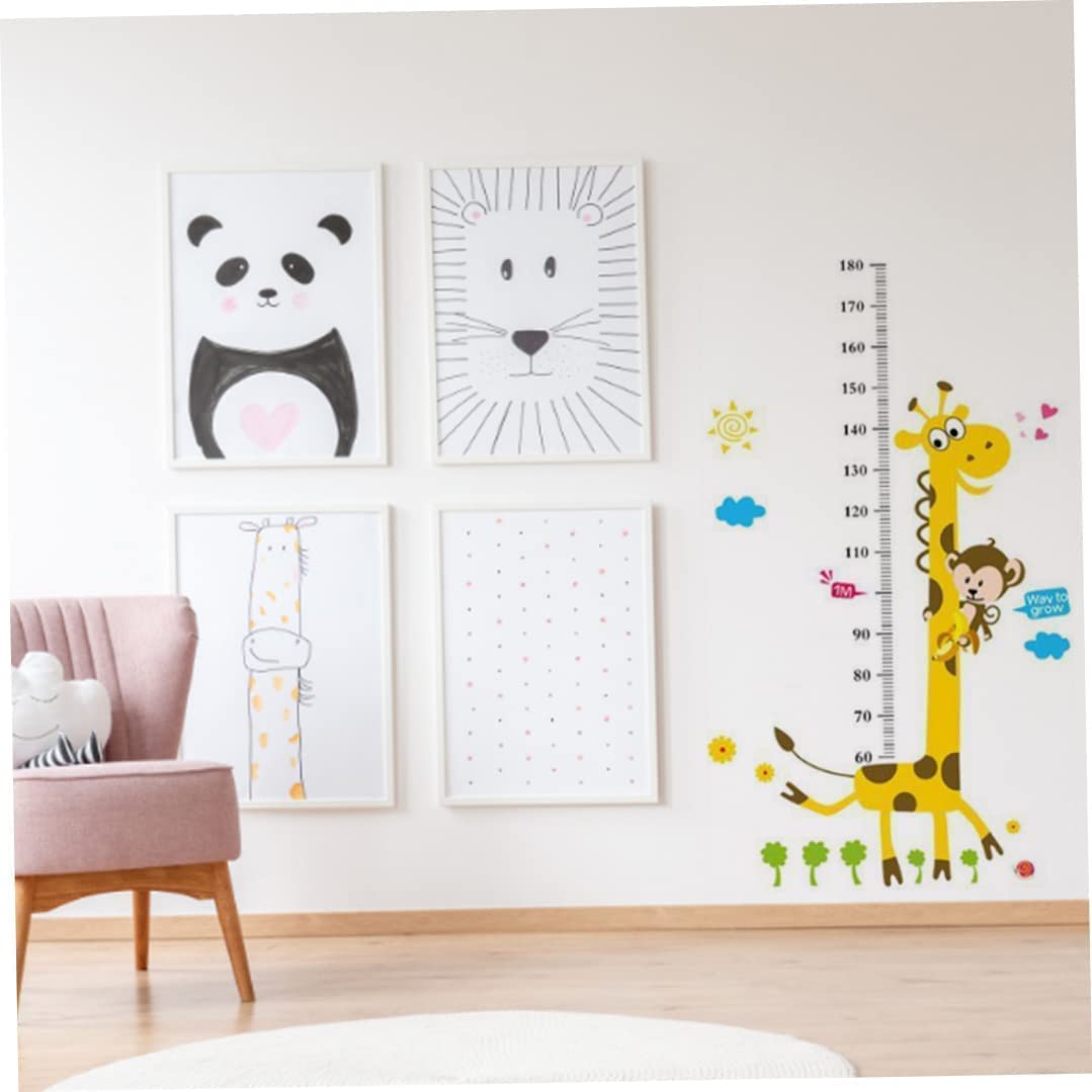 Toise Enfant Girafe Et Dinosaure - Autocollant Mural 180cm - PVC Imperméable - Décoration Chambre
