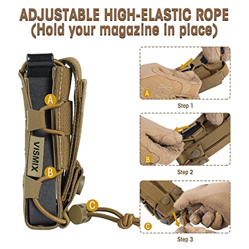 Vismix 5.56Mm Single Rifle Mag Pouch Magazine Molle Training Open-Top Adjustable Coyote Brown #TOP2