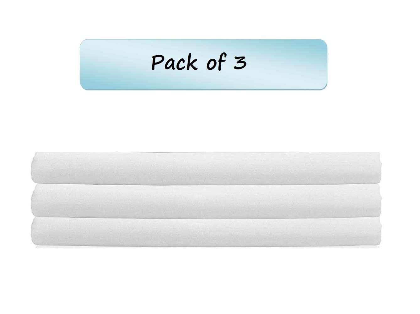 COTTINGOS Flat Hospital Bed Sheets - Pack of 3 Flat Sheet Durable and Comfortable - Premium Quality Sheet Soft and Breathable - 100% Cotton with 400 TC - White Solid - 66