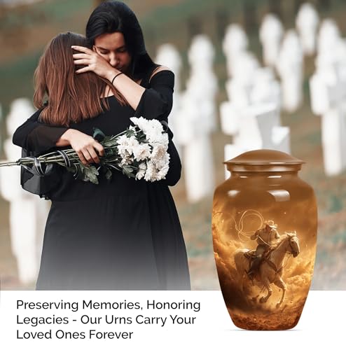 Image of Cowboy Urn - Urns for Ashes - Urns for Ashes Adult Female - Urns for Ashes Adult Male - Urns for Human Ashes Adult Female - Urns for Cremation Ashes (10 inch Pack of 1)