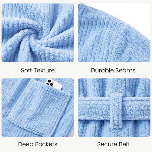 Image of PJGGZ Men's Shawl Collar Bathrobe, Soft Long Towel Robe for Men - Super Absorbent Quick Dry yet Warm