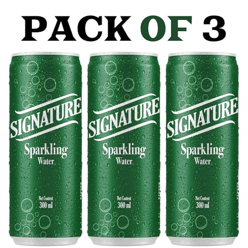 Image of SIGNATURE Sparkling Water - Premium Carbonated Water | No Sugar, No Calories | Refreshing Fizzy Drink | 300ml Can (Pack Of 3)