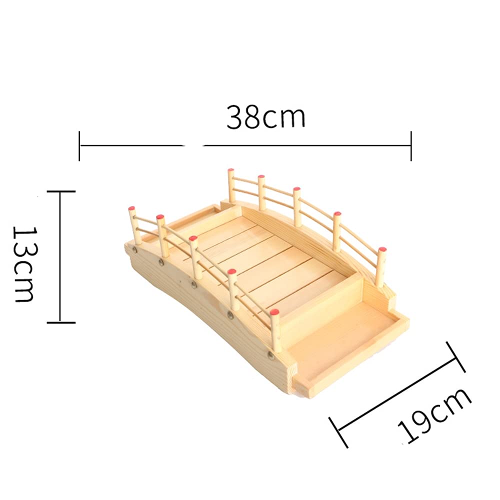 Holz Sushi Brücke Servierplatte - Tablett Für Sashimi & Gemüse M 44x22cm