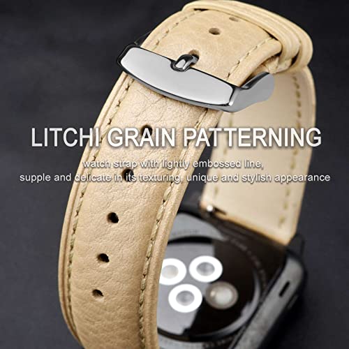 Image of ANNEFIT Watch Band 19mm, Quick Release Textured Padded Leather Straps with Silver Buckle for Men and Women (Gold)