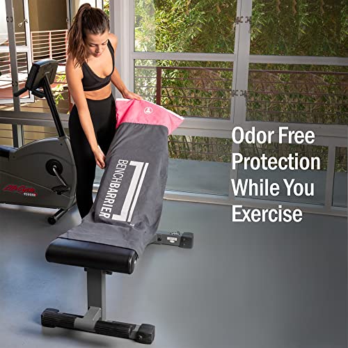BenchBarrier - Multifunctionele zweetdichte/geurvrije microfiber fitnessapparatuur hoes voor gewichtsbank, workout bankpers, gym oefenapparatuur hoes met mini opbergzakken (roze) - Afbeelding 5