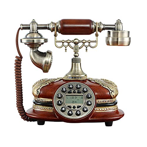Dratal Imitation Copper Vintage Style Rotary Retro Old Fashioned Rotary Dial Home and Office Telephone Functional Antique Style Telephone-Bronze (DR-03)