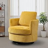 Chifee & Vingol 32' Chenille Swivel Barrel Chair Upholstered Round Chair,Mustard