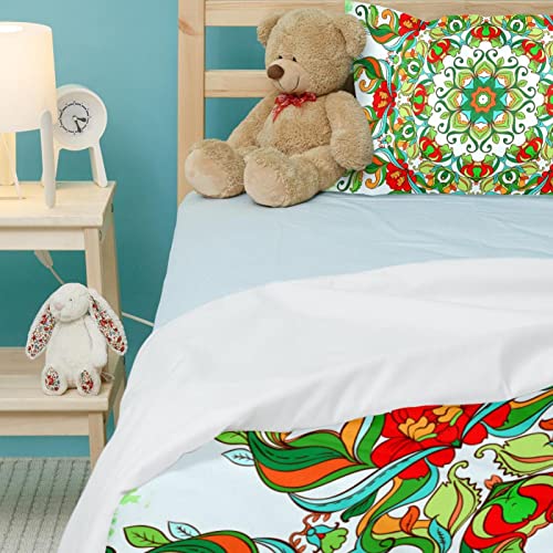 Parure de lit mandala vert avec sa housse de couette et deux taies d'oreiller - 5