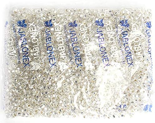 Czech Glass Seed Beads 2/0 (6.1mm Diameter) Silver Lined Crystal DIY Jewelry Making Beads - 500g Bulk Bag by Preciosa (Jablonex)