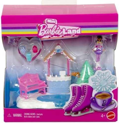 Barbie Mini Land Doll House Sets, Mini Dreamhouse with Surprise 1.5-inch Doll, Furniture & Accessories, Plus Elevator & Pool (Styles May Vary)