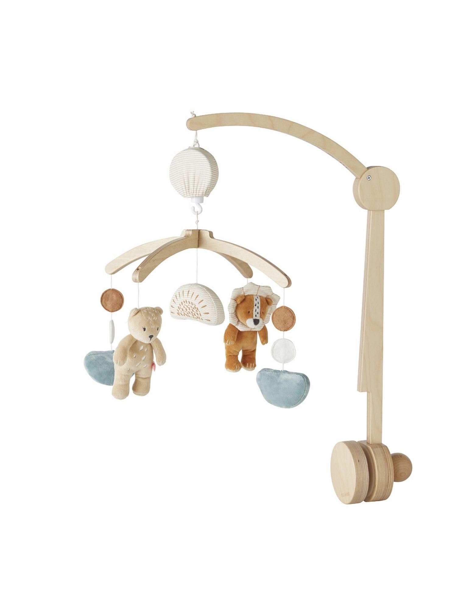 NOUKIE’S - Mobile musical en bois - Babou & Kendi - Rotation automatique sans piles - Compatible avec berceau, lit à barreaux et parc - Idéal dès la naissance pour apaiser et endormir bébé
