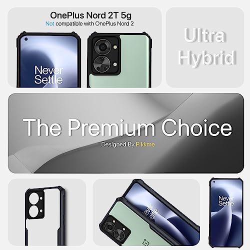 Image of Pikkme OnePlus Nord 2T 5G Back Cover | Crystal Clear Transparent Back | Ultra Hyrbid | Full Camera Protection | Raised Edge | Bumper Back Case OnePlus Nord 2T 5G (Plastic, Black)