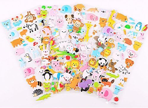 Funcoo 4 Sheets Cute Lovely Puffy DIY Decorative Adhesive Sticker Tape/Kids Craft Scrapbooking Sticker Set for Diary, Album (Cute Animals) - Image 5