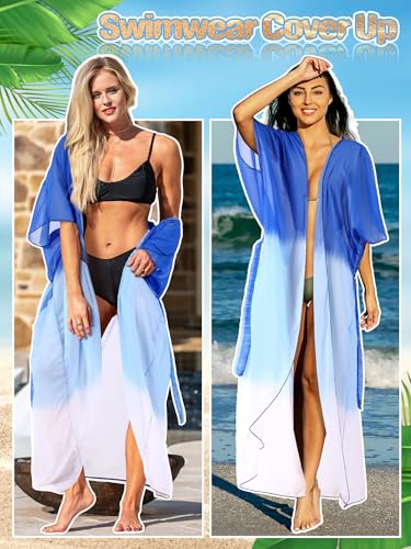 Geyoga Beach Coverup Summer Kimono with Gradient Color Swimsuit Chiffon Long Bikini Wraps Beach Pool Bathing Suit3