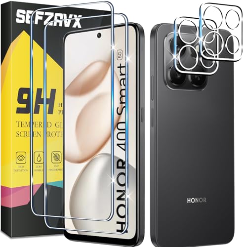 SEFZAVX 2+2 Piezas Protector de Pantalla para Honor 400 Smart, Sin Burbujas, Alta Definicion, 9H Dureza Cristal Templado Anti-Arañazos Vidrio Templado Protectora