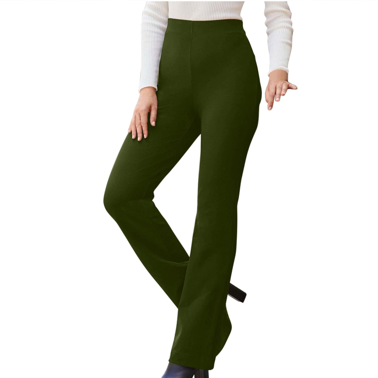 HGps8w Straight Leg Dress Pants for Women Casual Stretch High Waisted Business Work Pants with Side Zipper