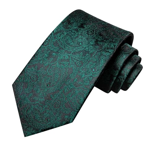 Image of Dubulle Silk Ties Set for Men Formal Paisley Striped Necktie Pocket Square Cufflinks 3PCS Sets Wedding Business Party