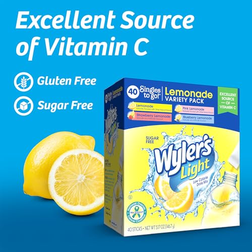 Image of Wyler's Light Singles to Go Water Drink Mix, Lemonade Variety Pack, 40 Ct