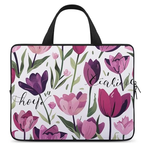 Sacoche ordinateur portable tulipes violettes housse tablette