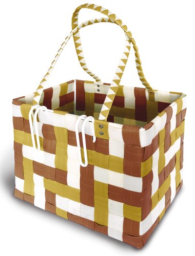 Basil Blossom Bicycle Basket (White/Brown/Gold)