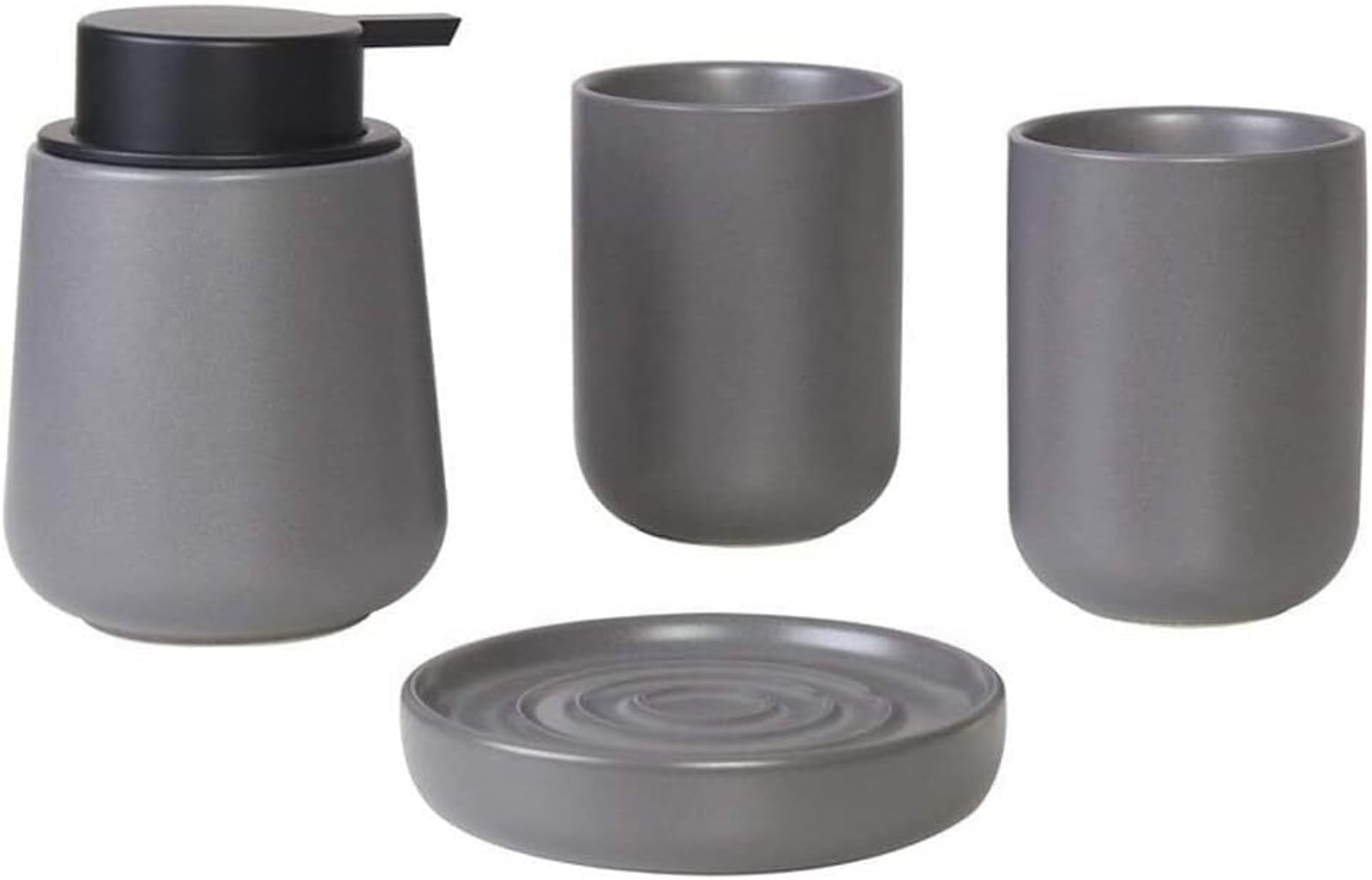 Dozownik do balsamu, zestawy akcesoriów łazienkowych dozowników, 4-częściowy szary zestaw ceramicznych Nordic, akcesoria łazienkowe, mydło, kubek płukania ust, naczynie, dekoracja mieszkania