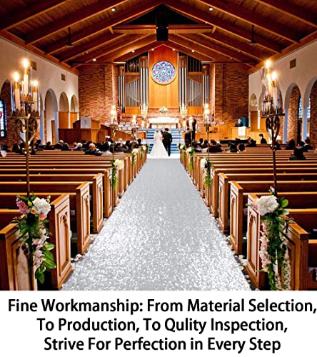 Shinybeauty Aisle Runner Tape-Silver-4Ftx15Ft,Shimmer Sequin Fabric Wedding Floor Runner,Glitter Carpert Runner #TOP3