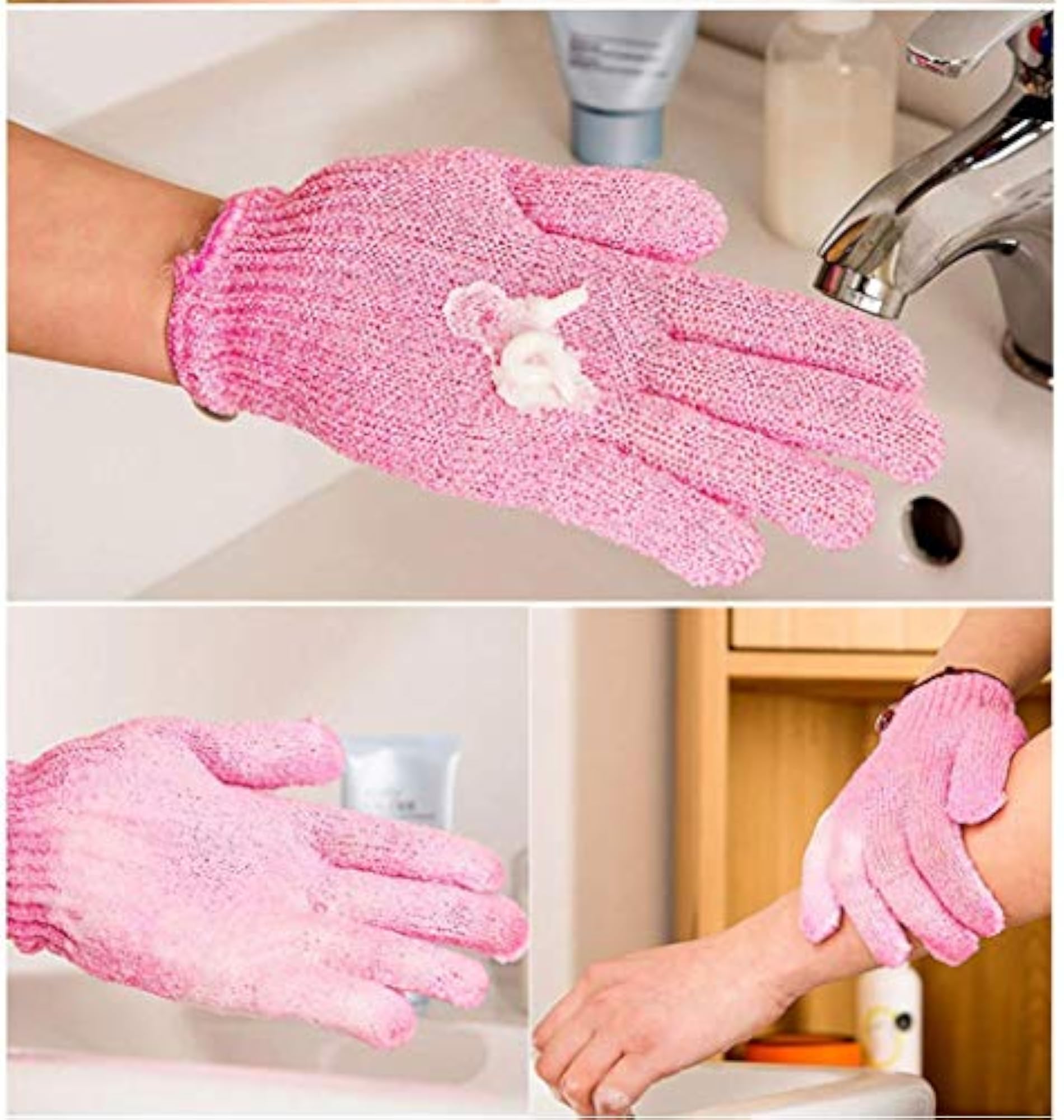 Dual-Sided Exfoliating Gloves for Body Scrub, Multicolour